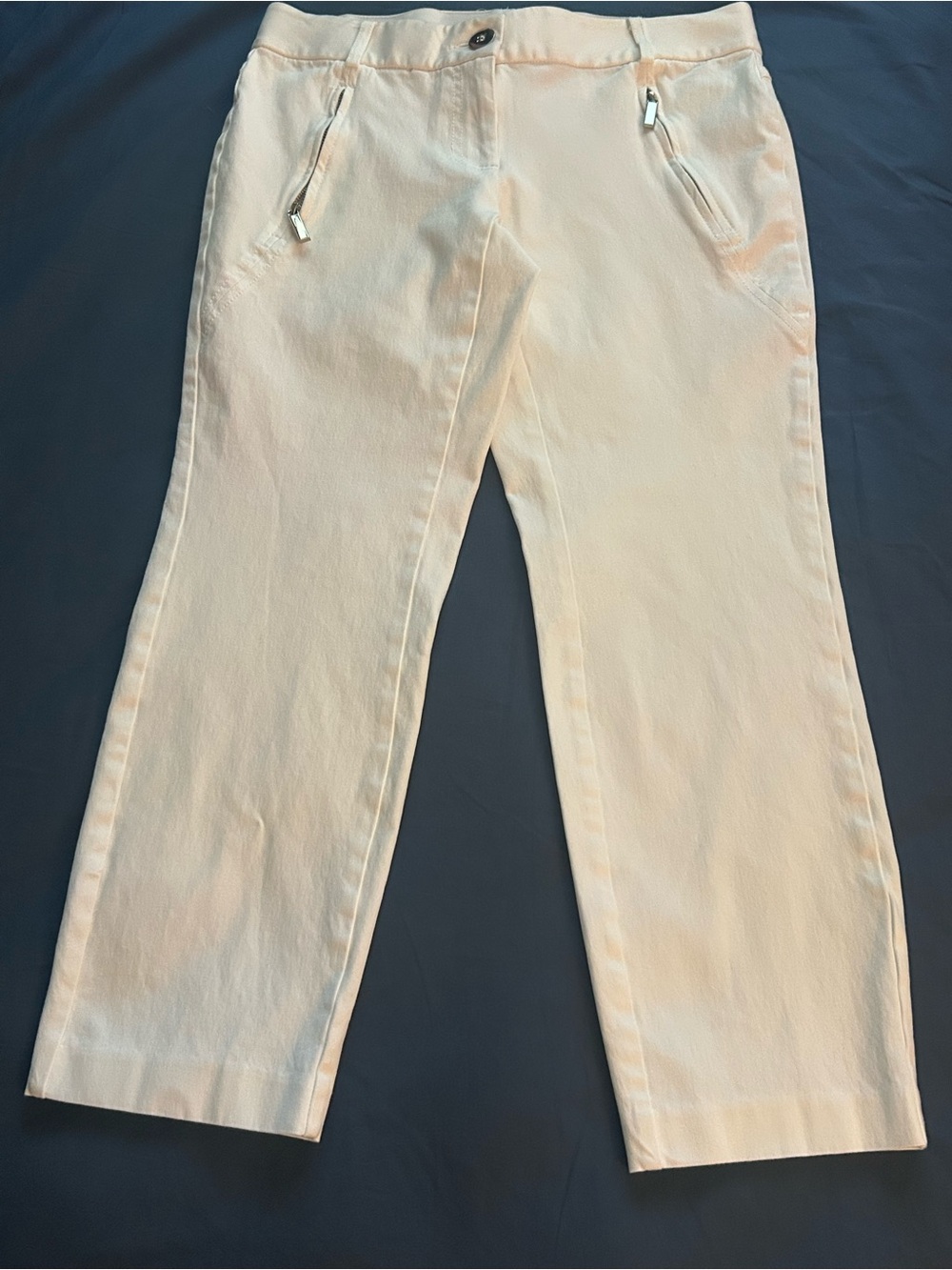 Alfani Light Cream Straight-Leg Jeans with Zip Pocket Accents